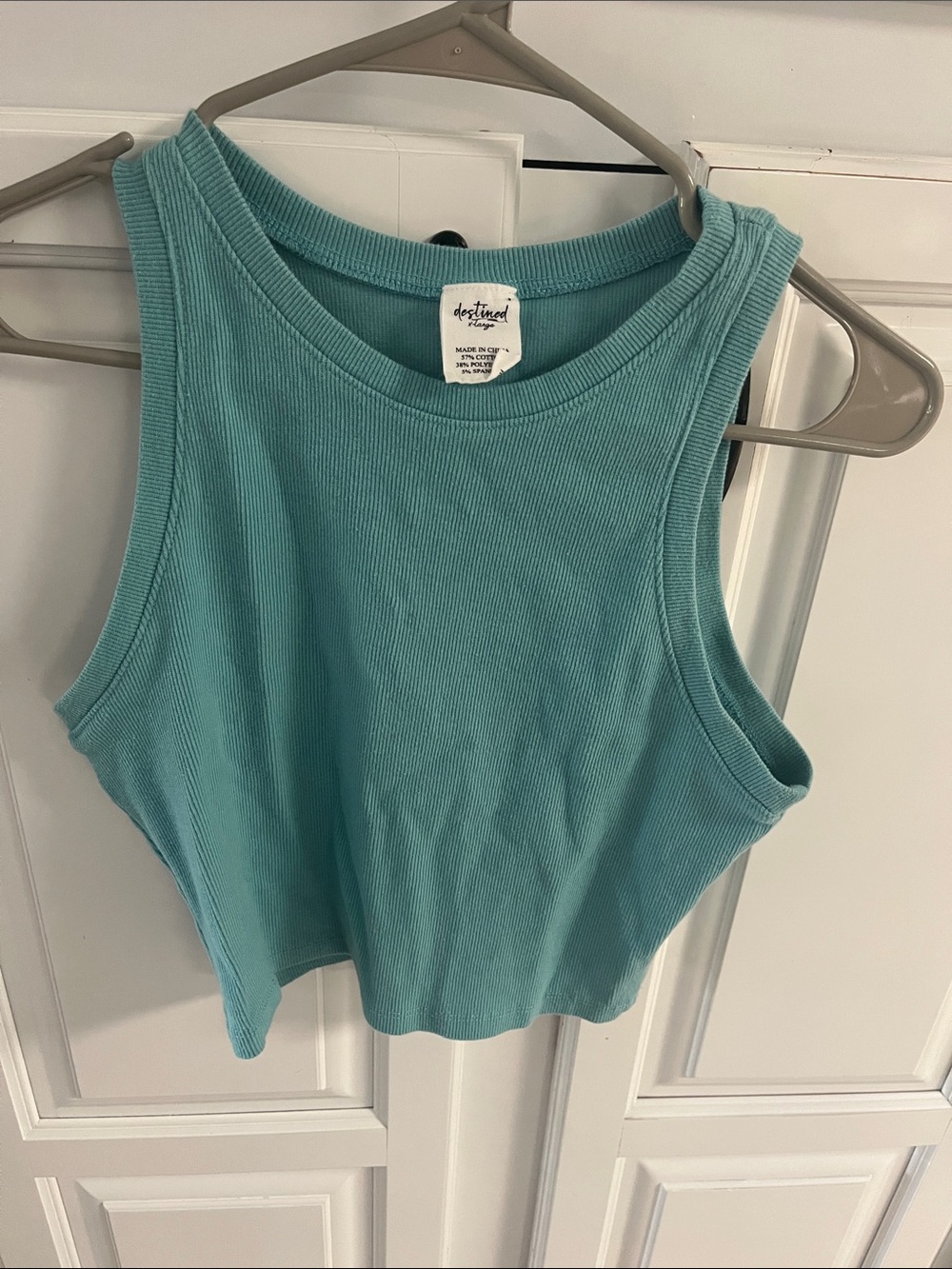 Destined Teal Ribbed Cropped Tank - Women's Sleeveless Top
